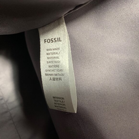 FOSSIL Dusty Blue & Brown Vegan Leather Studded Shoulder Crossbody Bag Tote - Picture 10 of 13